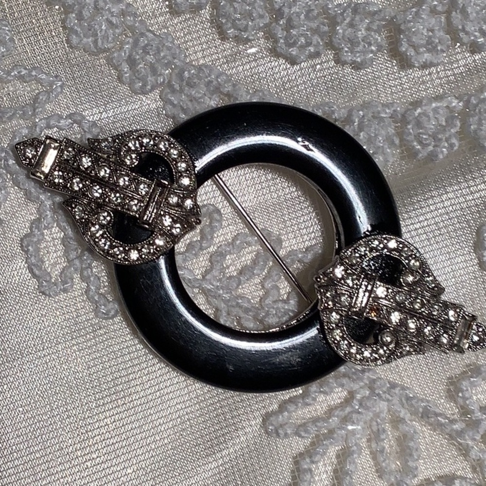 *RARE* KENNETH LANE 1960’s Signed Art Deco Style Brooch “AS IS” Missing 3 stones
